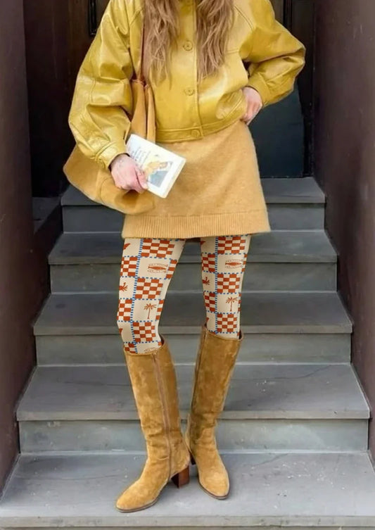 Checkerboard Plaid Tights Hosiery Pantyhose