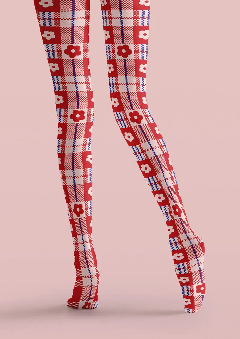 Red Plaid Tights Hosiery Pantyhose