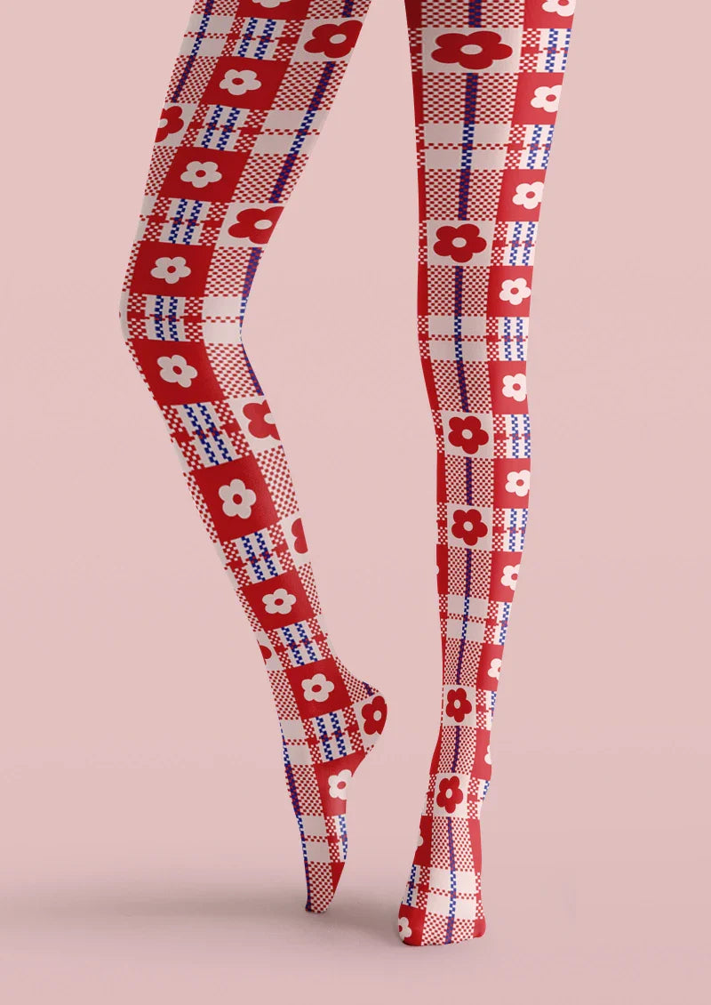 Red Plaid Tights Hosiery Pantyhose