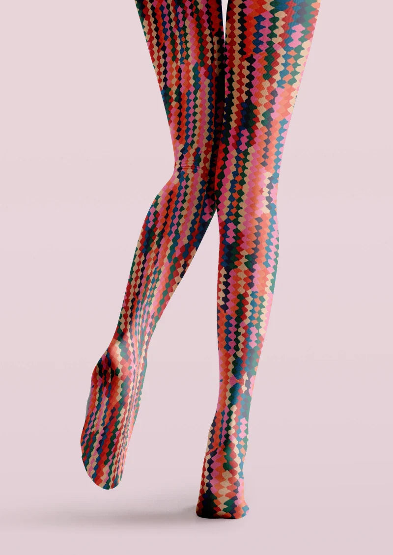 Colorful Geometric Striped Tights Hosiery Pantyhose