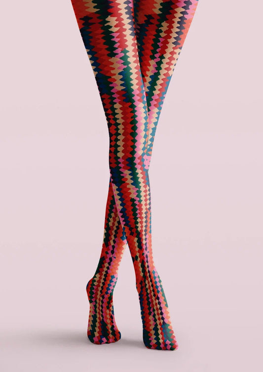 Colorful Geometric Striped Tights Hosiery Pantyhose