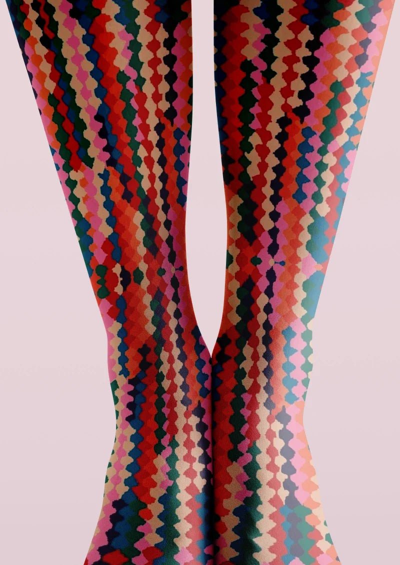 Colorful Geometric Striped Tights Hosiery Pantyhose