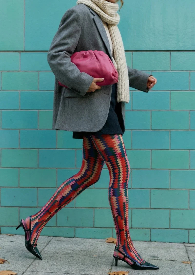 Colorful Geometric Striped Tights Hosiery Pantyhose