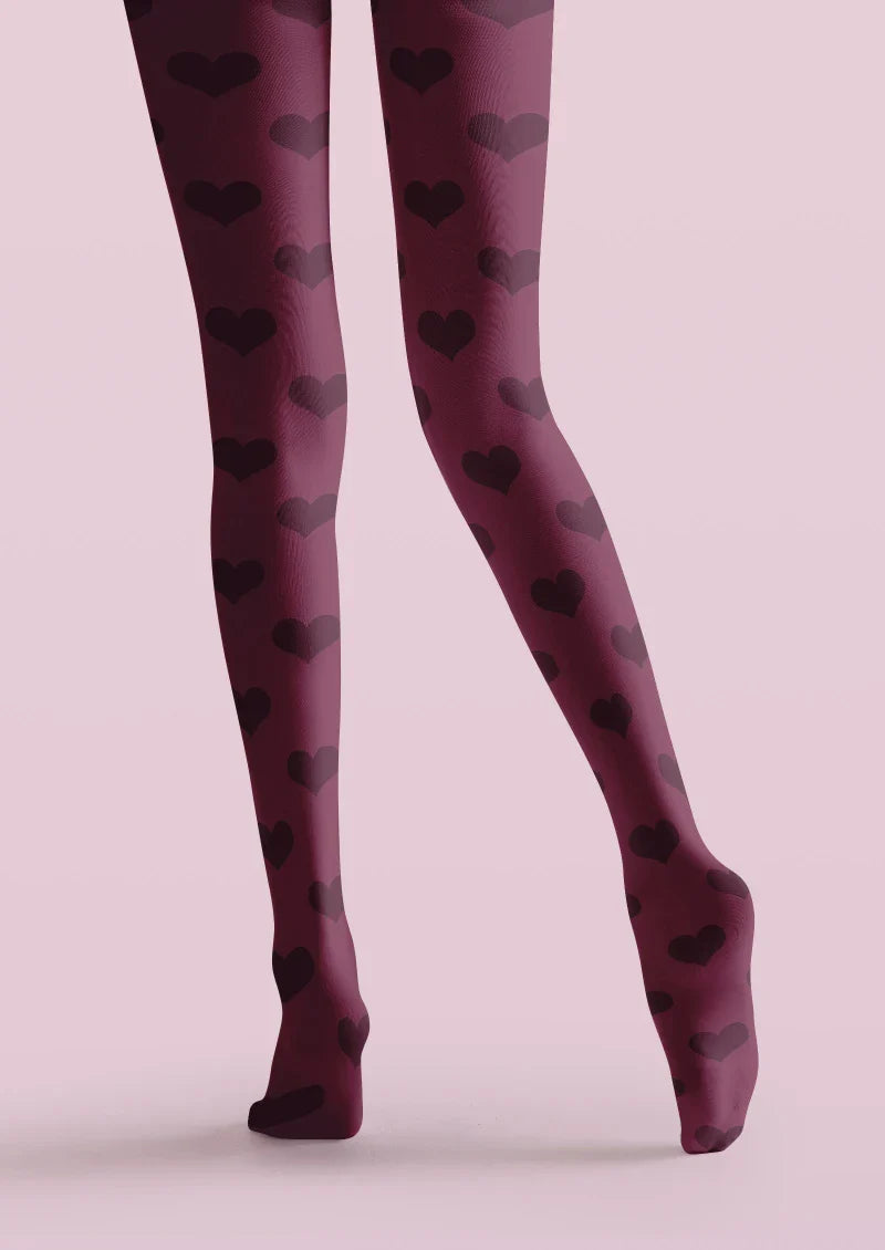 Purple Love Text Graphic Tights Hosiery Pantyhose