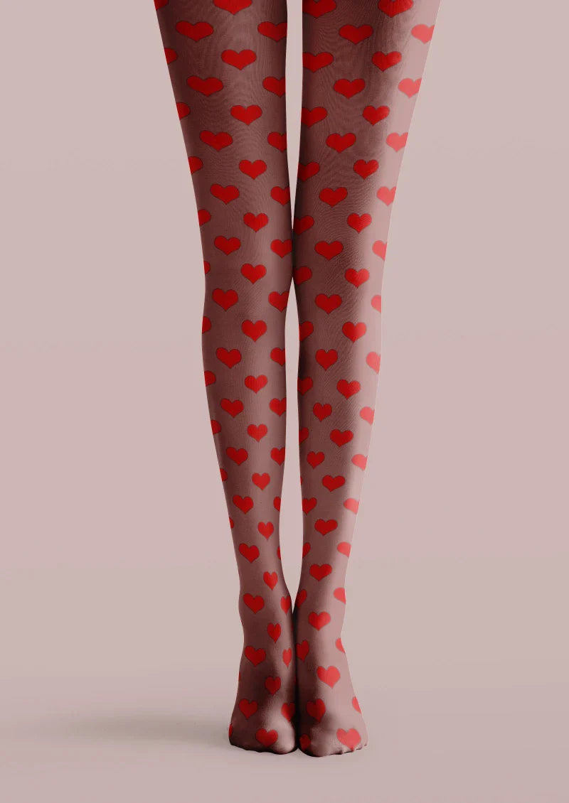 Red Heart Polka Dot Tights Hosiery Pantyhose