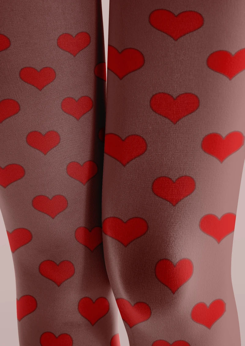 Red Heart Polka Dot Tights Hosiery Pantyhose