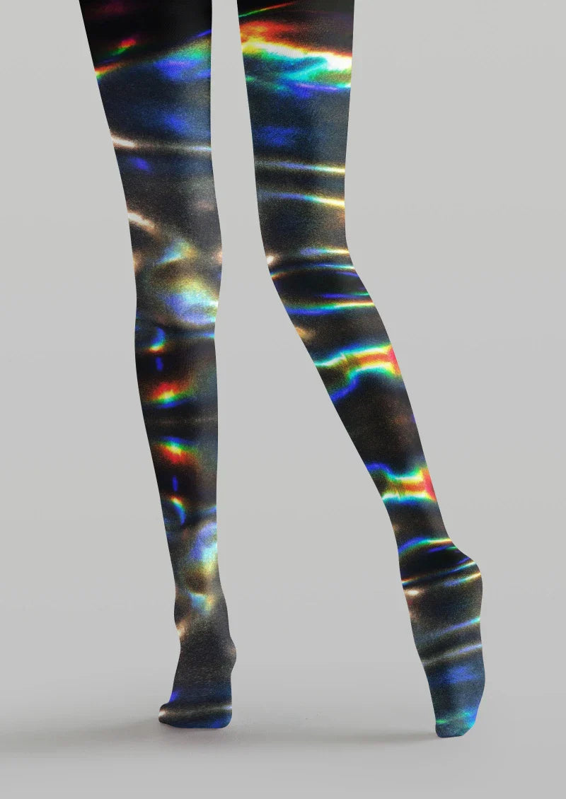 Holographic Striped Tights Hosiery Pantyhose