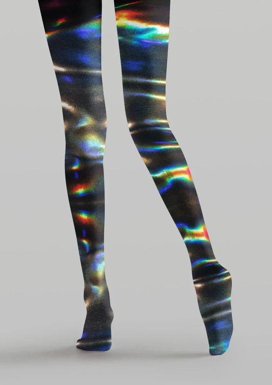 Holographic Striped Tights Hosiery Pantyhose
