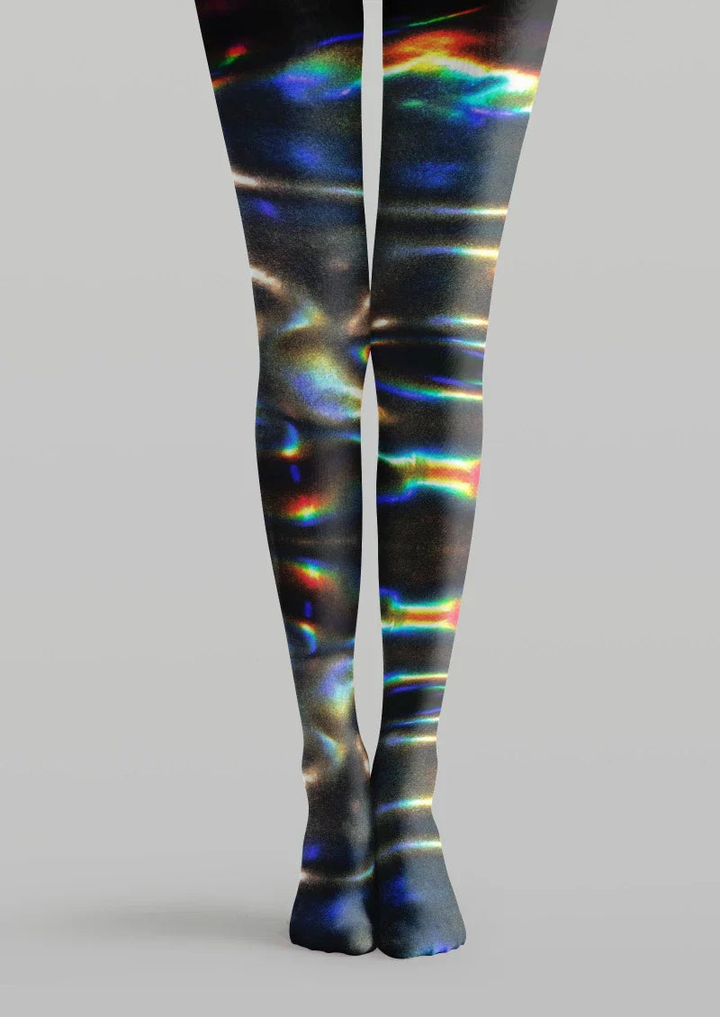 Holographic Striped Tights Hosiery Pantyhose