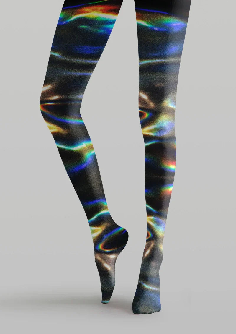 Holographic Striped Tights Hosiery Pantyhose