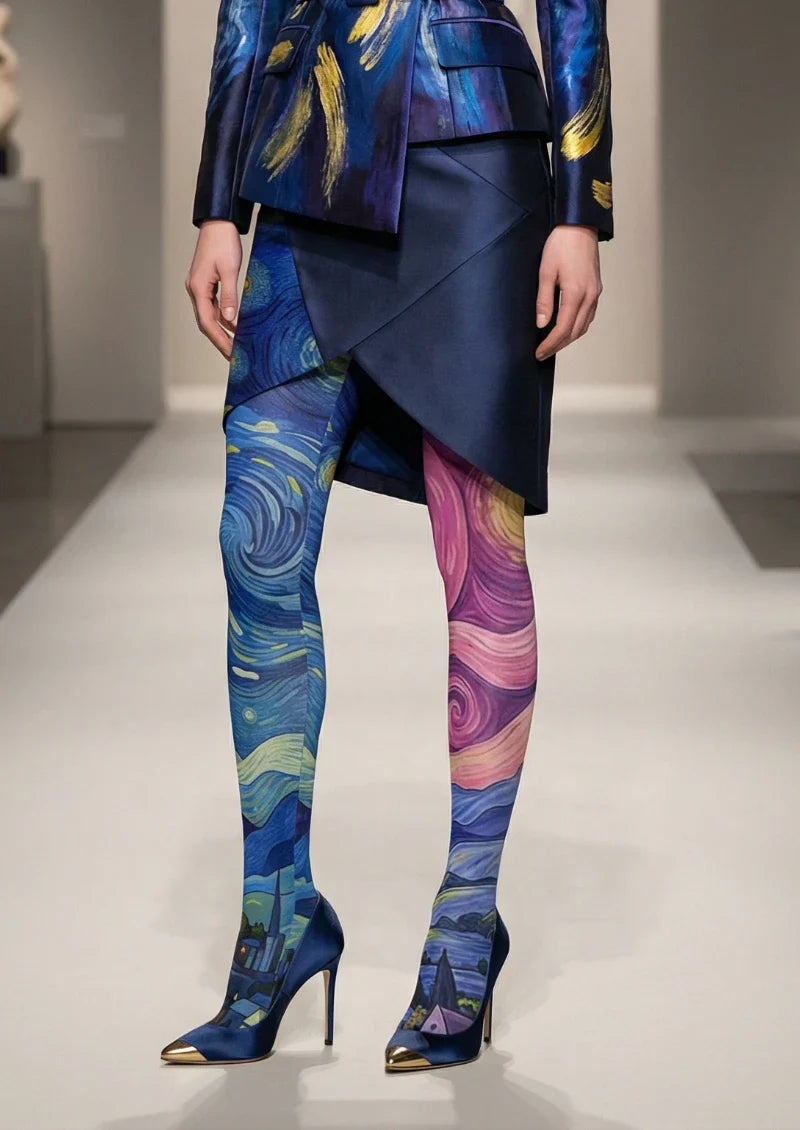 Nebula Graphic Tights Hosiery Pantyhose