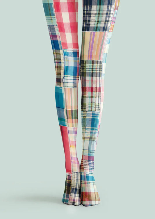 Colorful Patchwork Plaid Print Tights Hosiery Pantyhose