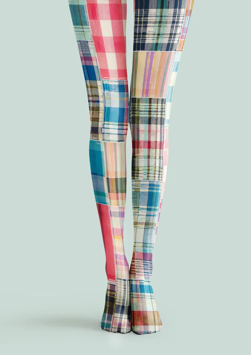 Colorful Patchwork Plaid Print Tights Hosiery Pantyhose