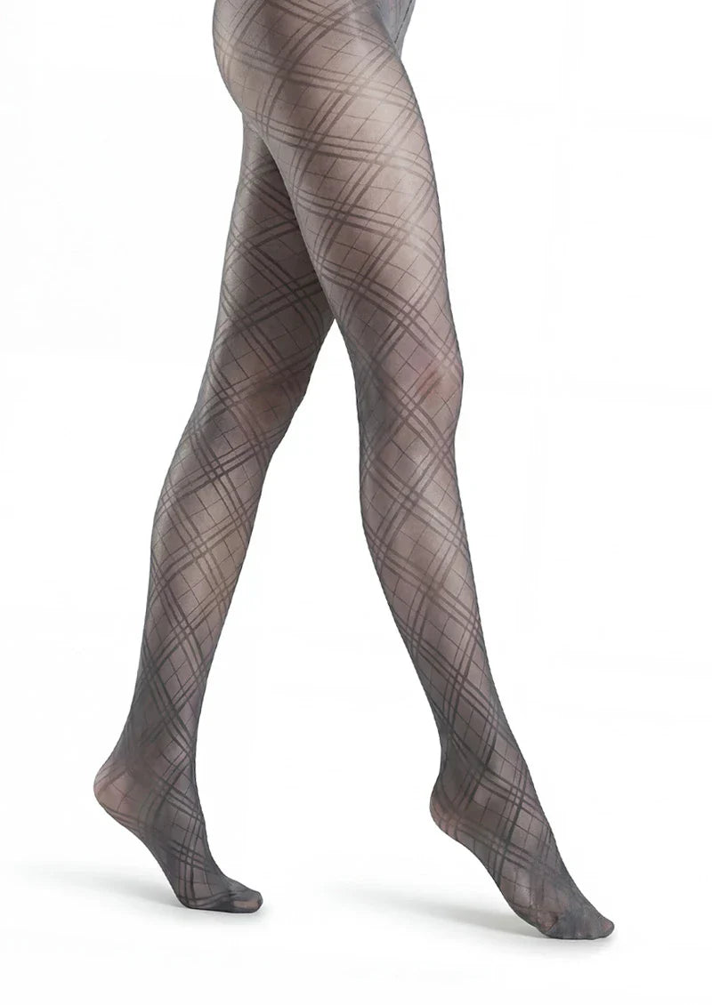 Argyle Texture Geometric Aesthetic Silky Pantyhose Tights Hosiery