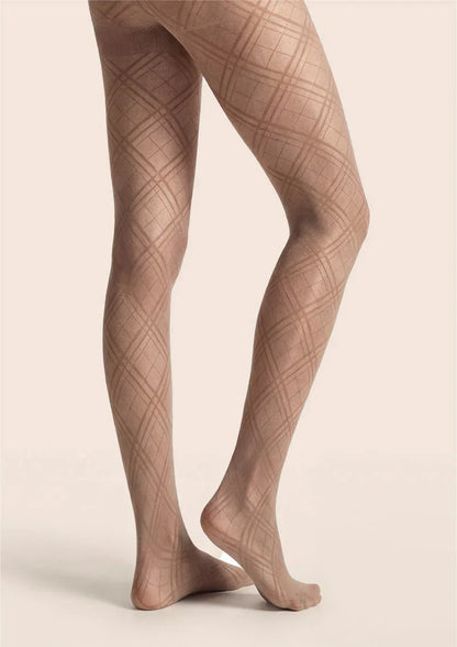 Argyle Texture Geometric Aesthetic Silky Pantyhose Tights Hosiery