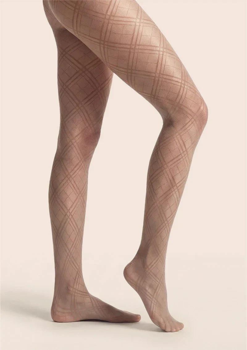 Argyle Texture Geometric Aesthetic Silky Pantyhose Tights Hosiery