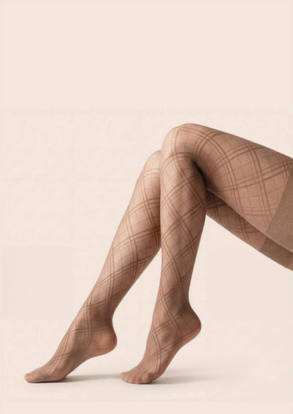 Argyle Texture Geometric Aesthetic Silky Pantyhose Tights Hosiery