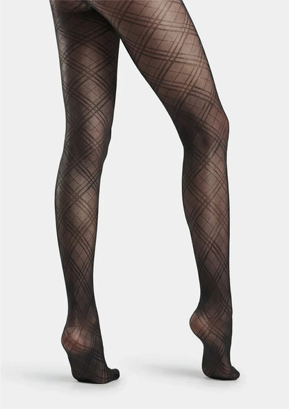 Argyle Texture Geometric Aesthetic Silky Pantyhose Tights Hosiery
