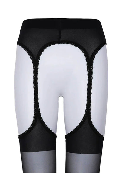 Four-Way Open-Crotch Lace Cut-Out Suspender Pantyhose Tights Hosiery
