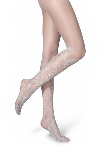 Elegant Cut-Out Floral Jacquard Sheer Pantyhose Tights Hosiery