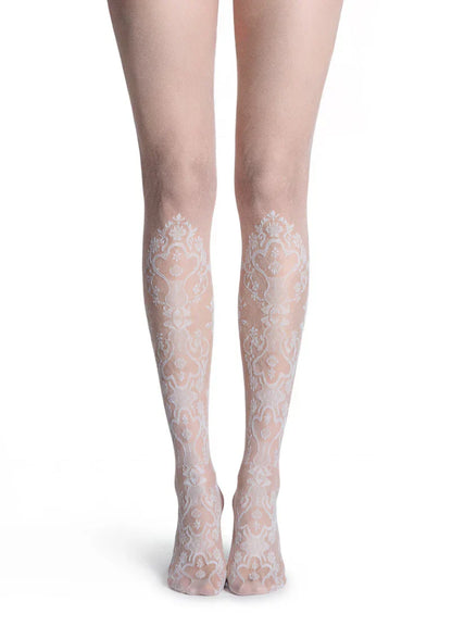 Elegant Cut-Out Floral Jacquard Sheer Pantyhose Tights Hosiery
