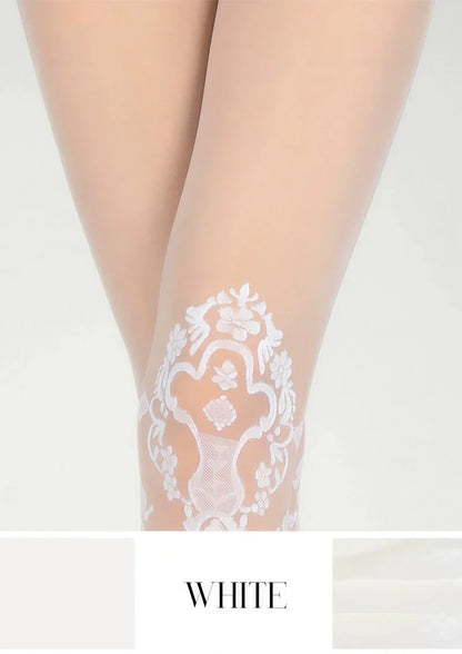 Elegant Cut-Out Floral Jacquard Sheer Pantyhose Tights Hosiery
