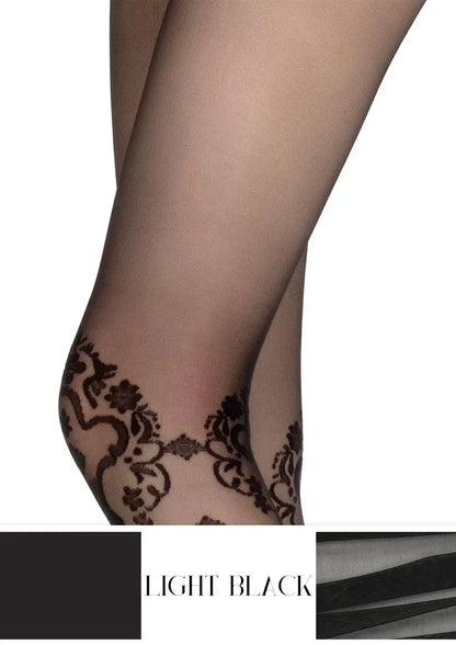 Elegant Cut-Out Floral Jacquard Sheer Pantyhose Tights Hosiery