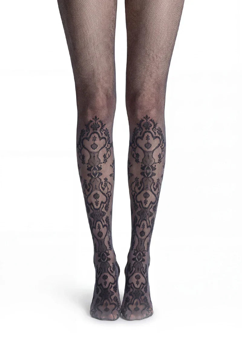 Elegant Cut-Out Floral Jacquard Sheer Pantyhose Tights Hosiery
