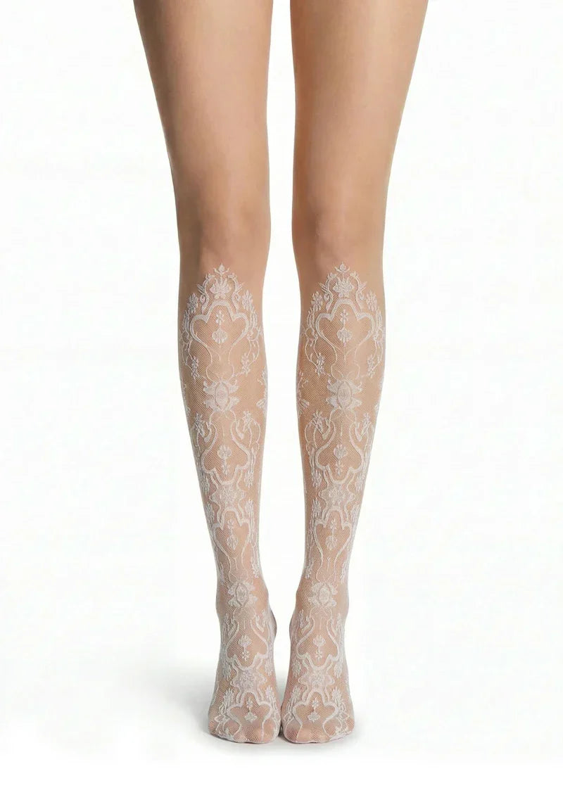Elegant Cut-Out Floral Jacquard Sheer Pantyhose Tights Hosiery
