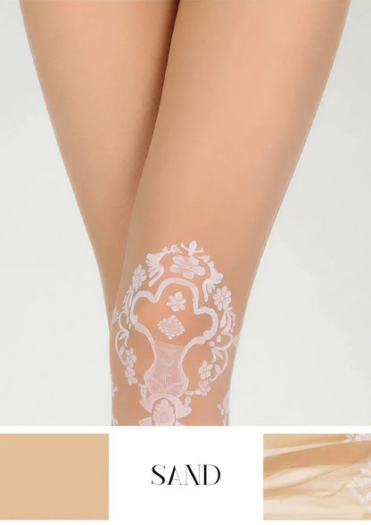 Elegant Cut-Out Floral Jacquard Sheer Pantyhose Tights Hosiery