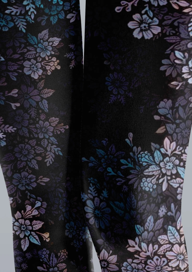 Black Cherry Blossom Tights Hosiery Pantyhose