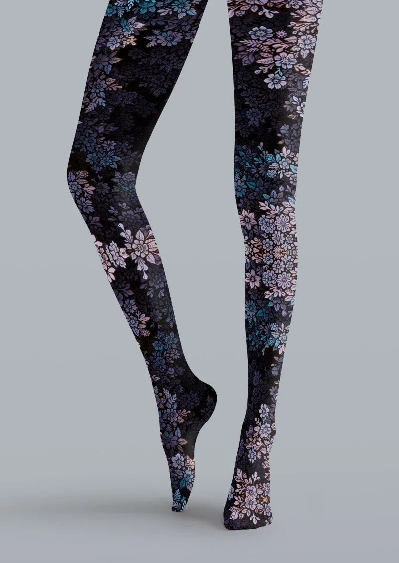 Black Cherry Blossom Tights Hosiery Pantyhose