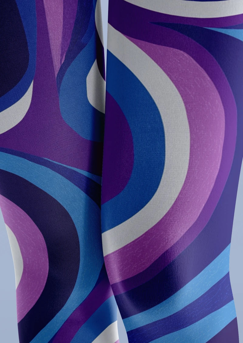 Blue Purple Wave Graphic Tights Hosiery Pantyhose
