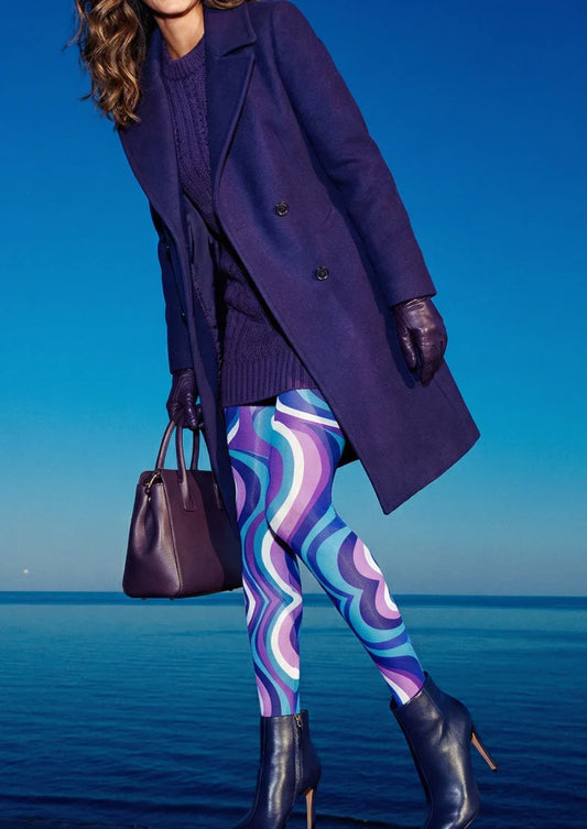 Blue Purple Wave Graphic Tights Hosiery Pantyhose