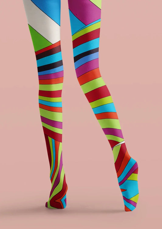 Colorful Striped Geometric Tights Hosiery Pantyhose