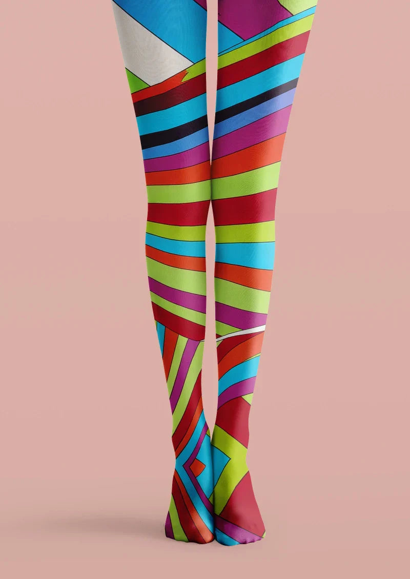 Colorful Striped Geometric Tights Hosiery Pantyhose
