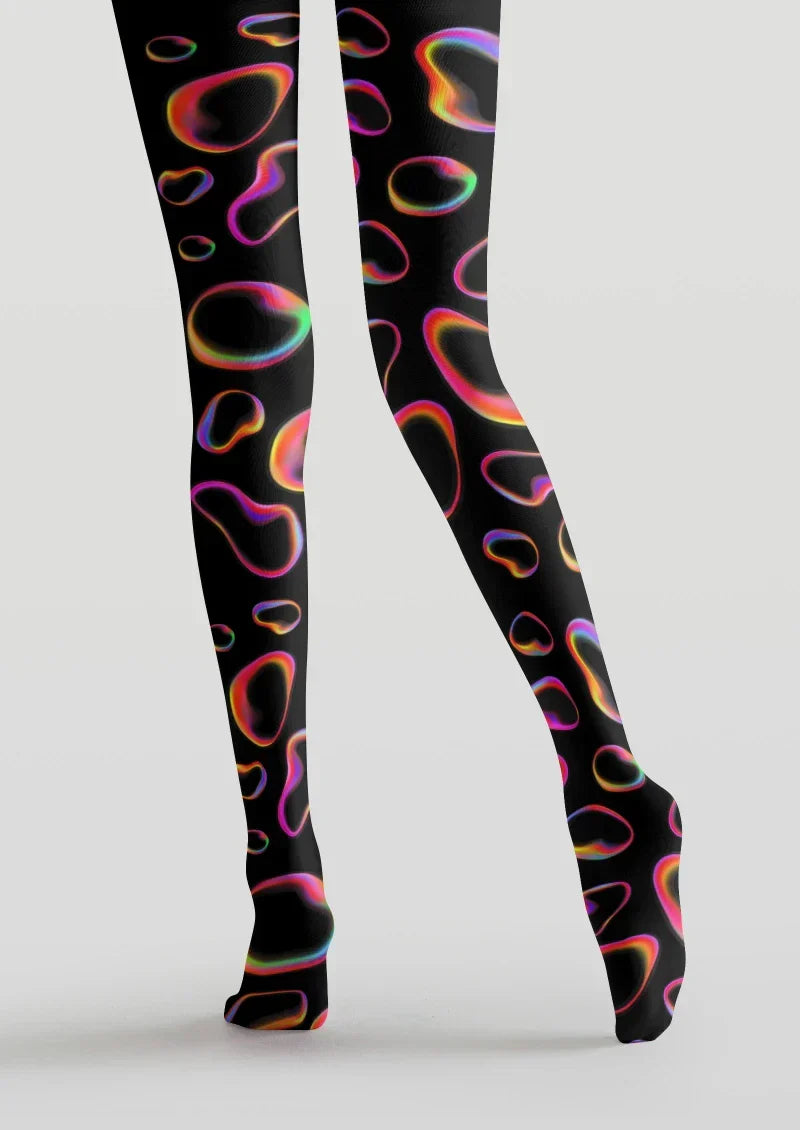 Colorful Neon Line Tights Hosiery Pantyhose
