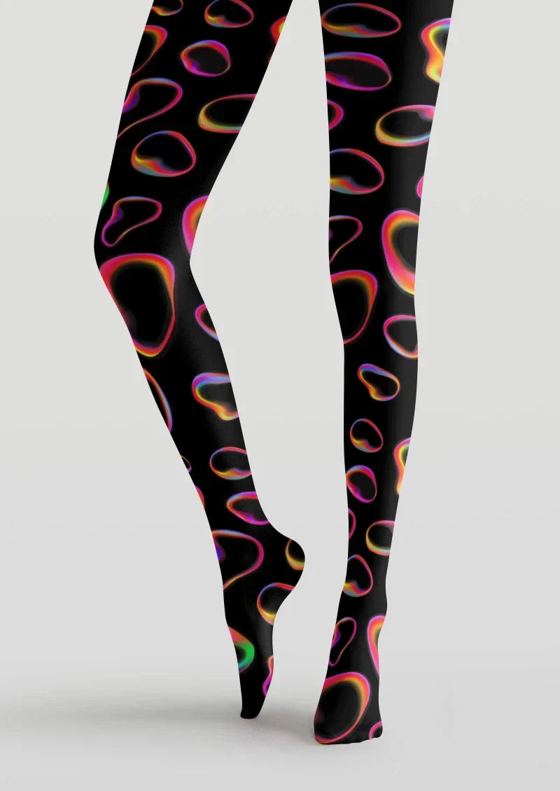Colorful Neon Line Tights Hosiery Pantyhose