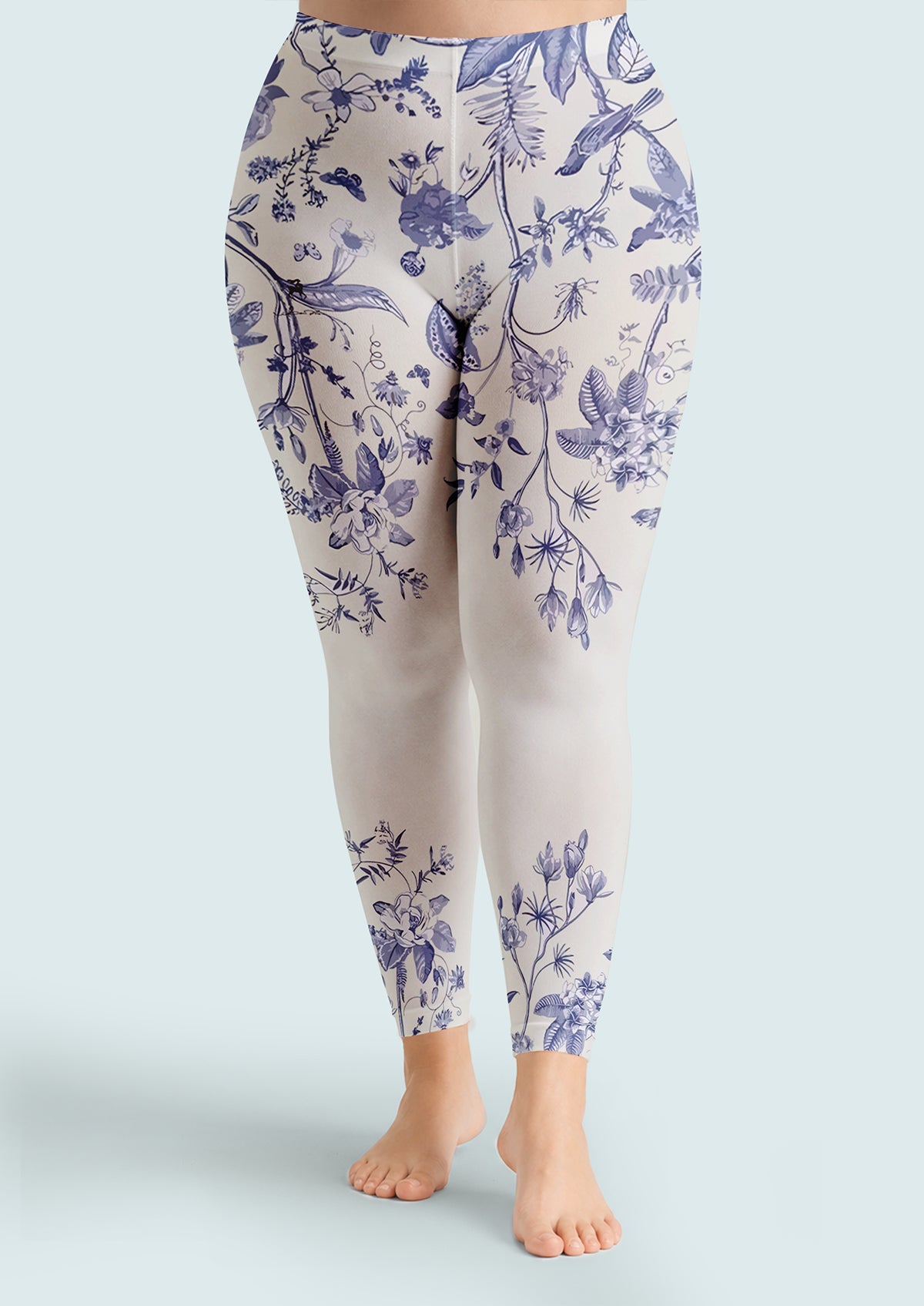 Porcelain Floral Footless Tights Hosiery Leggings