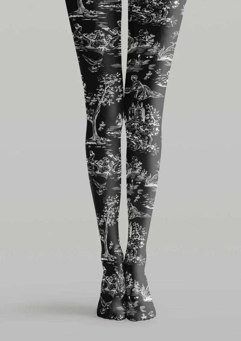 Black Gray Abstract Texture Tights Hosiery Pantyhose