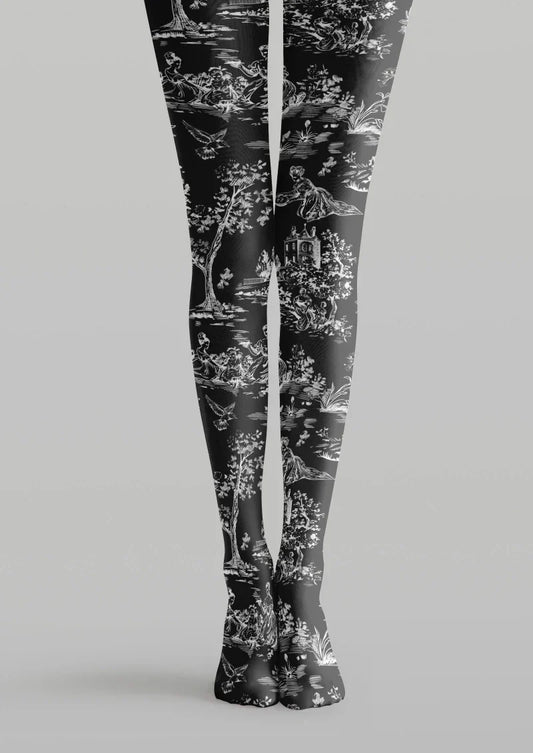 Black Gray Abstract Texture Tights Hosiery Pantyhose