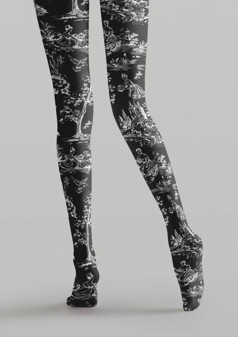 Black Gray Abstract Texture Tights Hosiery Pantyhose