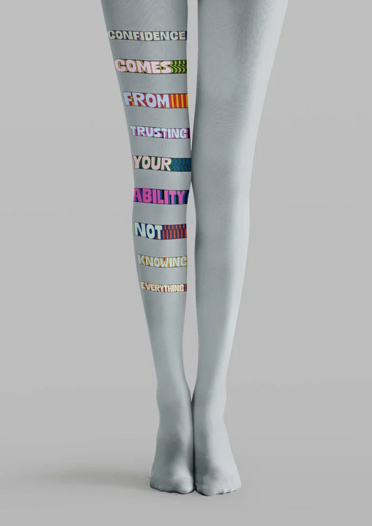Gray Colorful Text Graphic Tights Hosiery Pantyhose