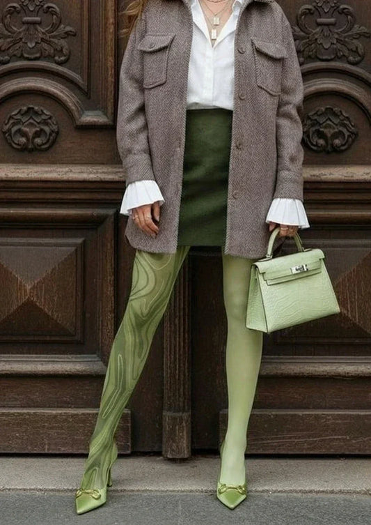 Green Marble Texture Tights Hosiery Pantyhose