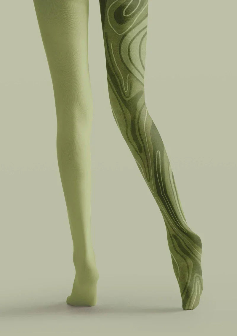 Green Marble Texture Tights Hosiery Pantyhose