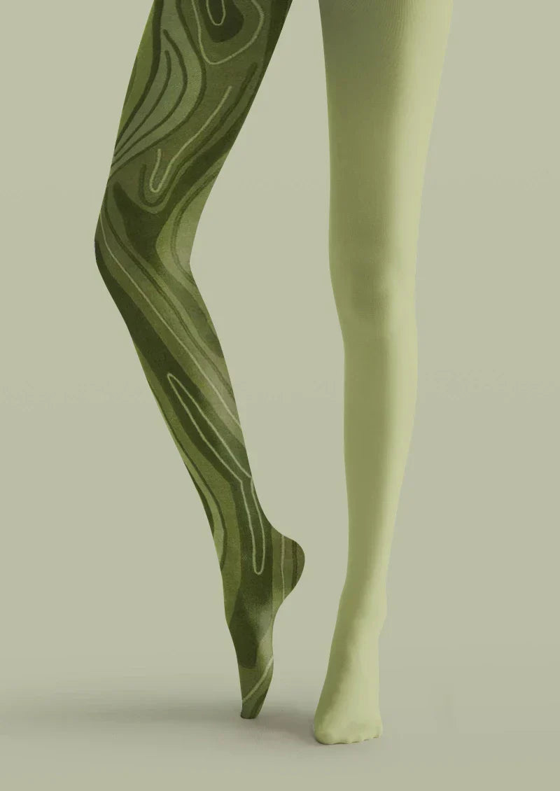 Green Marble Texture Tights Hosiery Pantyhose