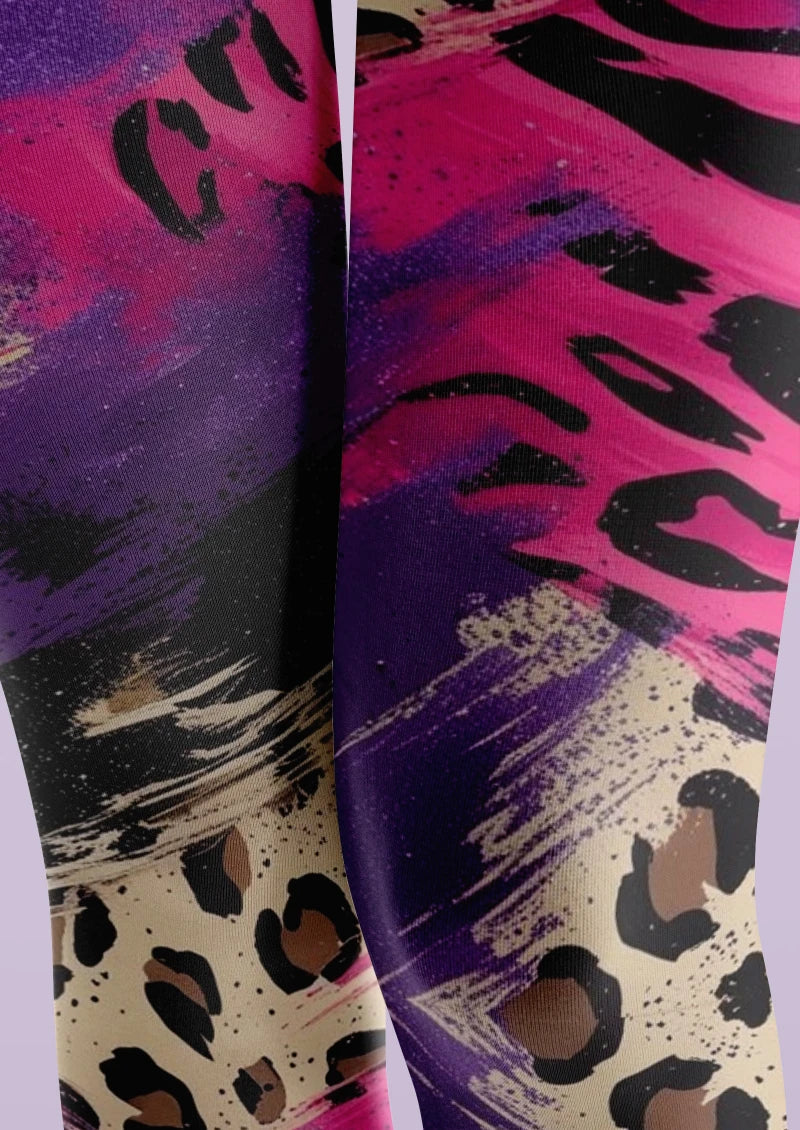 Purple Pink Skull Graphic Tights Hosiery Pantyhose