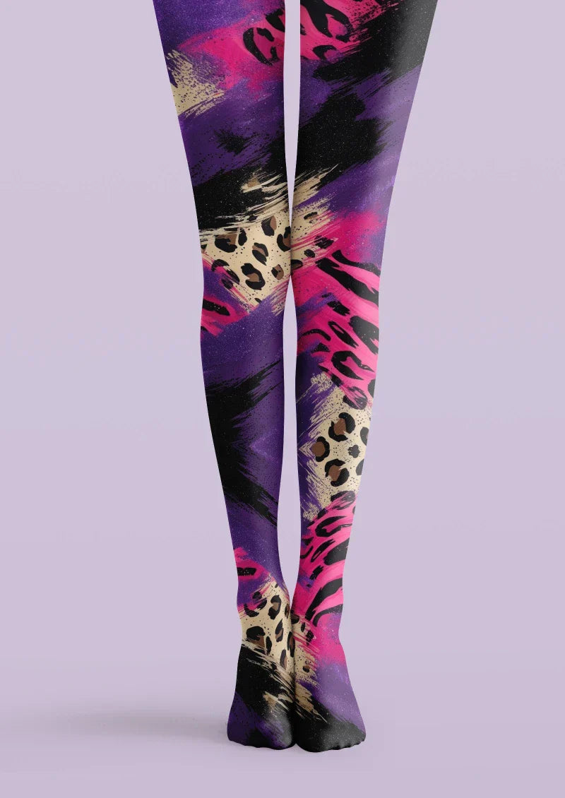 Purple Pink Skull Graphic Tights Hosiery Pantyhose