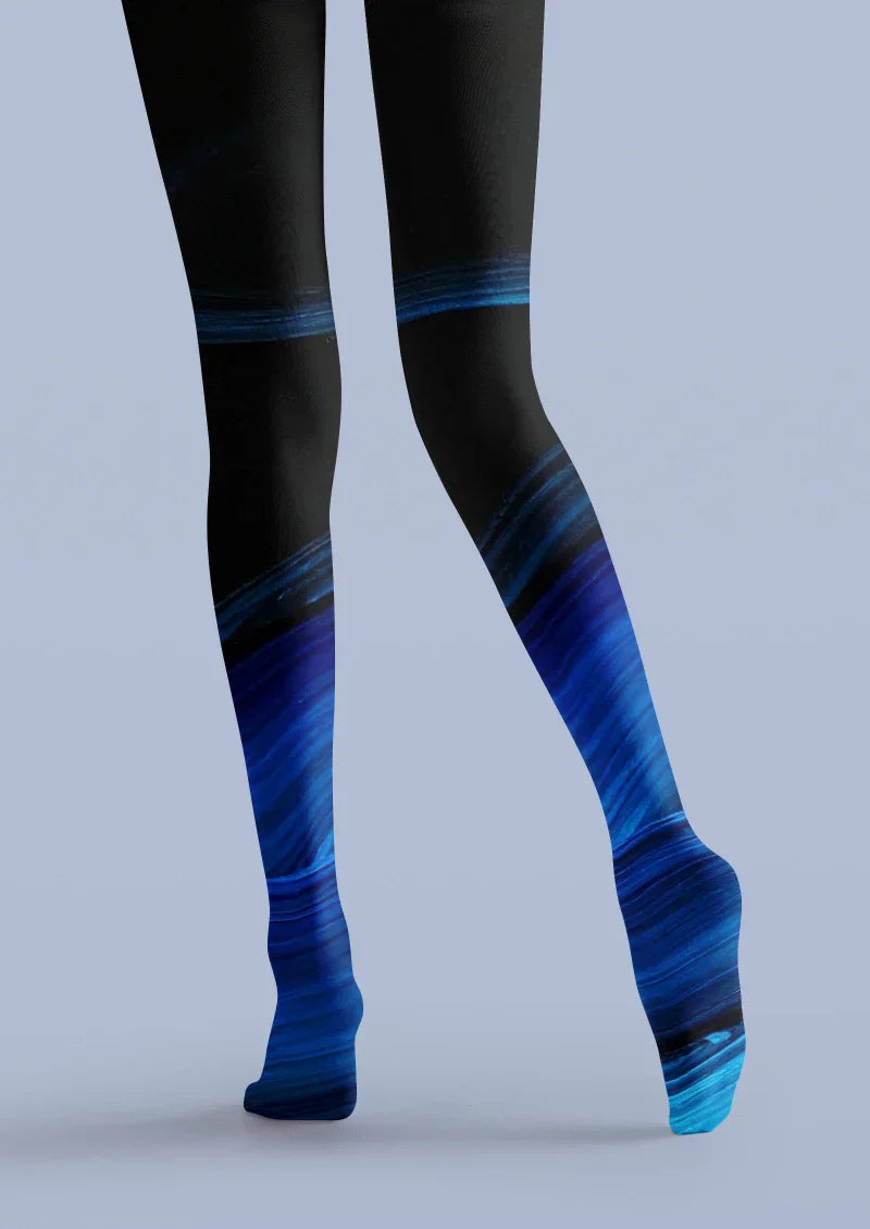 Blue Black Gradient Tights Hosiery Pantyhose