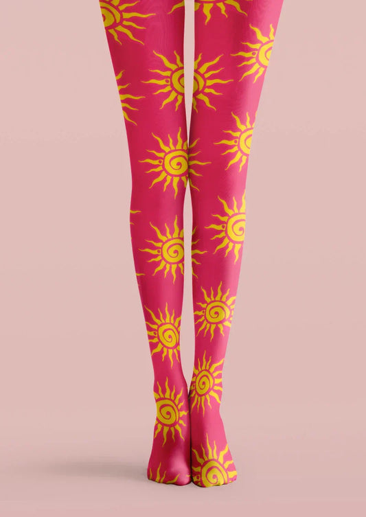 Red Yellow Sun Graphic Tights Hosiery Pantyhose